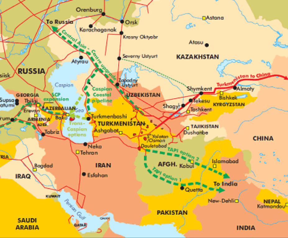 Present and Prospective Gas Pipelines from Turkmenistan (EADaily, 2017)